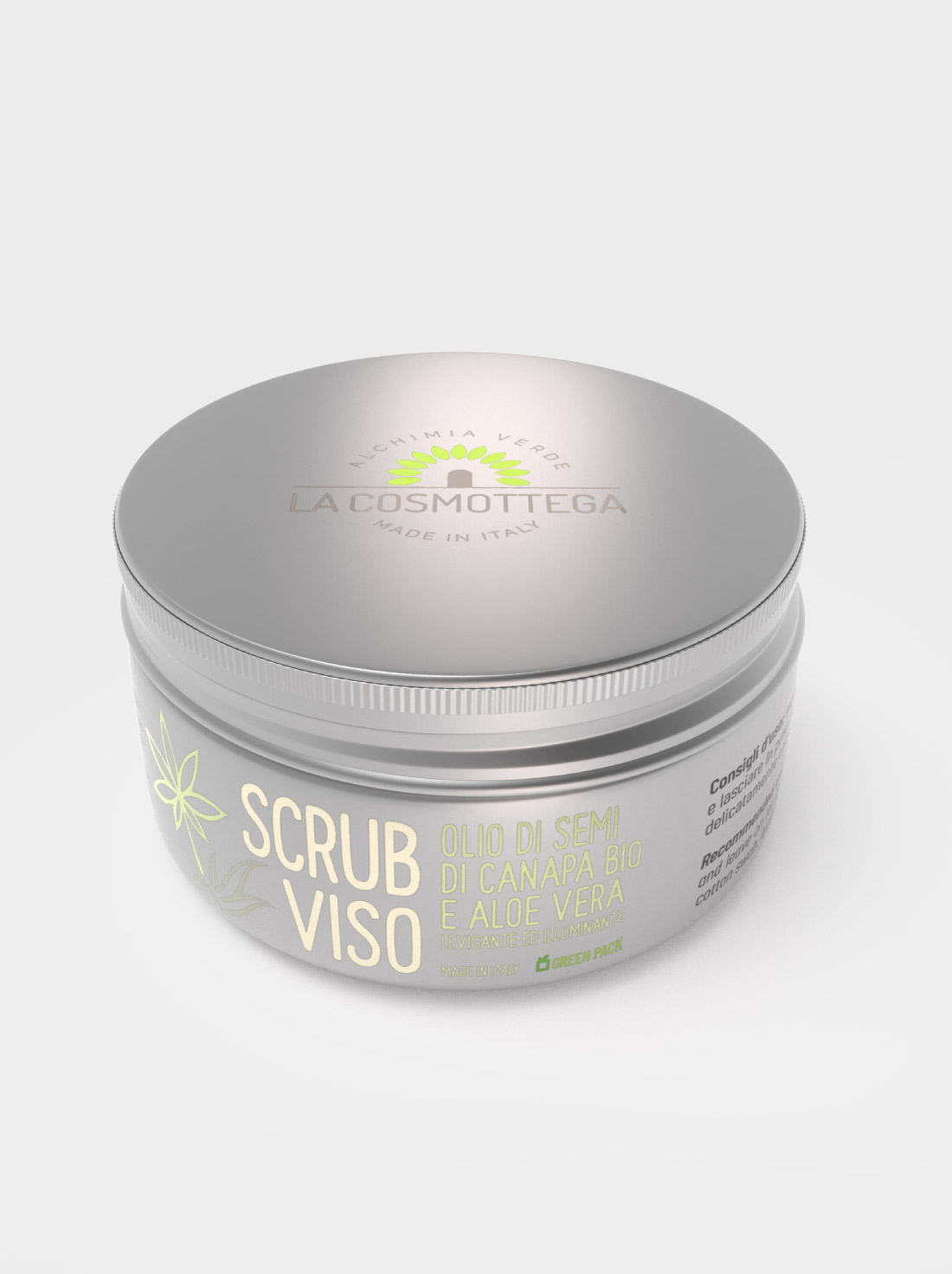 La-Cosmottega-vasetto scrub-viso con Canapa-Bio-aloe-vera